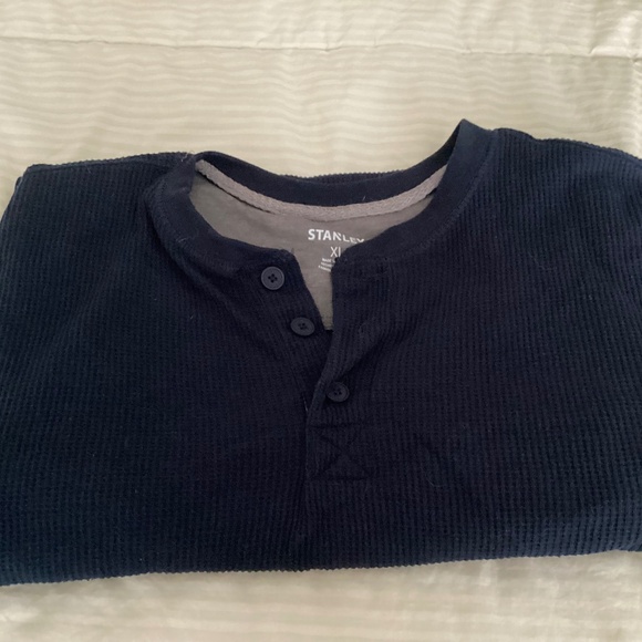 Men’s navy blue Henley by Stanley, extra large new without tags extra button - Picture 1 of 10